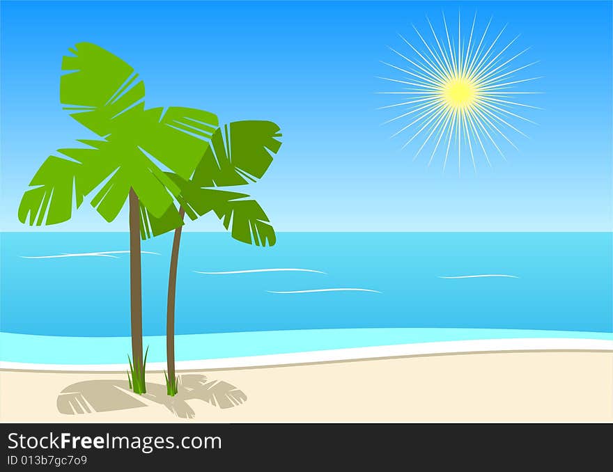 Palm trees on the beach - full vector. Palm trees on the beach - full vector