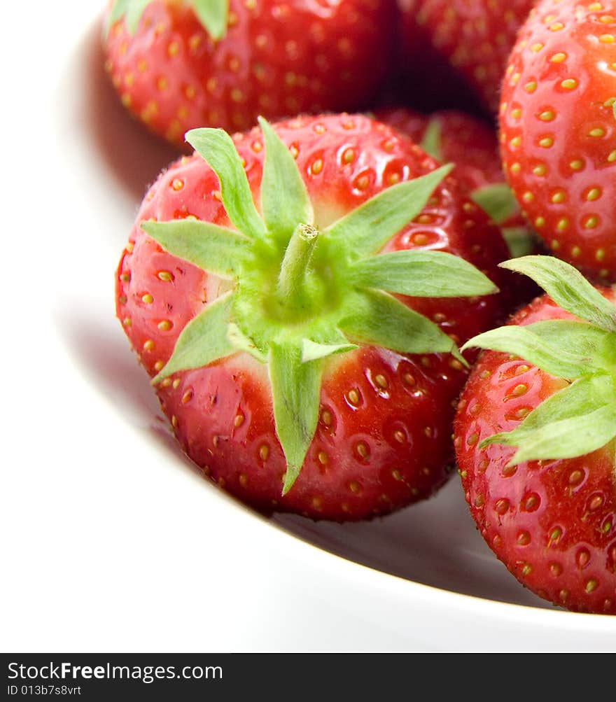 Strawberries in a white bowl