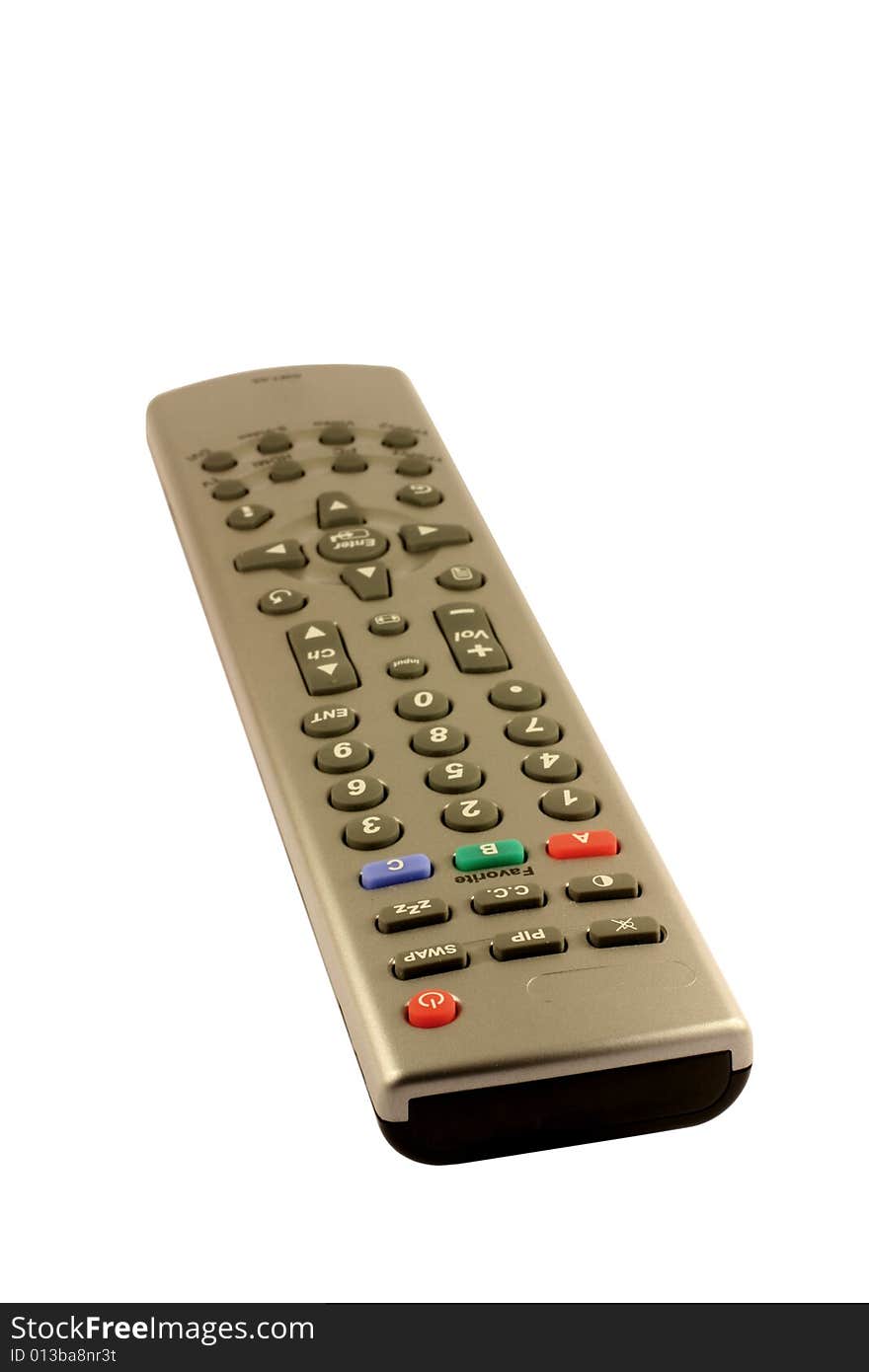 A remote control isolated on a white background.