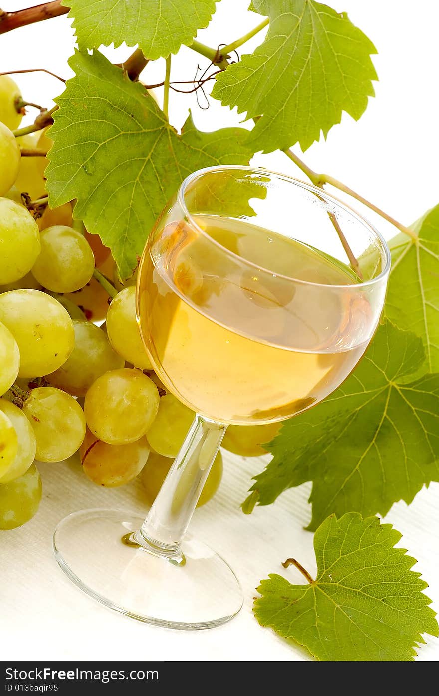 Glass white  wine with autumn fruits. Glass white  wine with autumn fruits