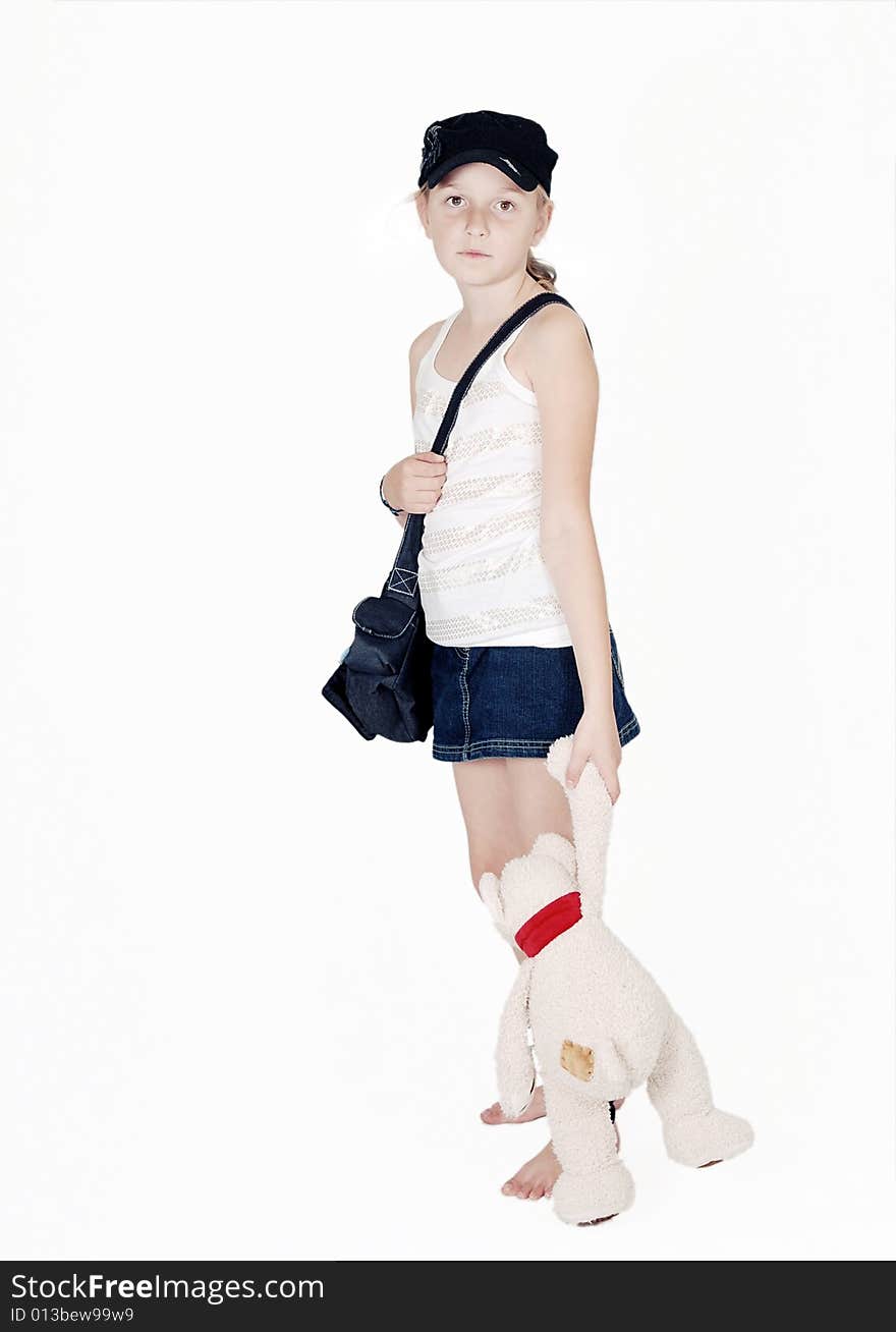 Portrait of young girl with teddy bear