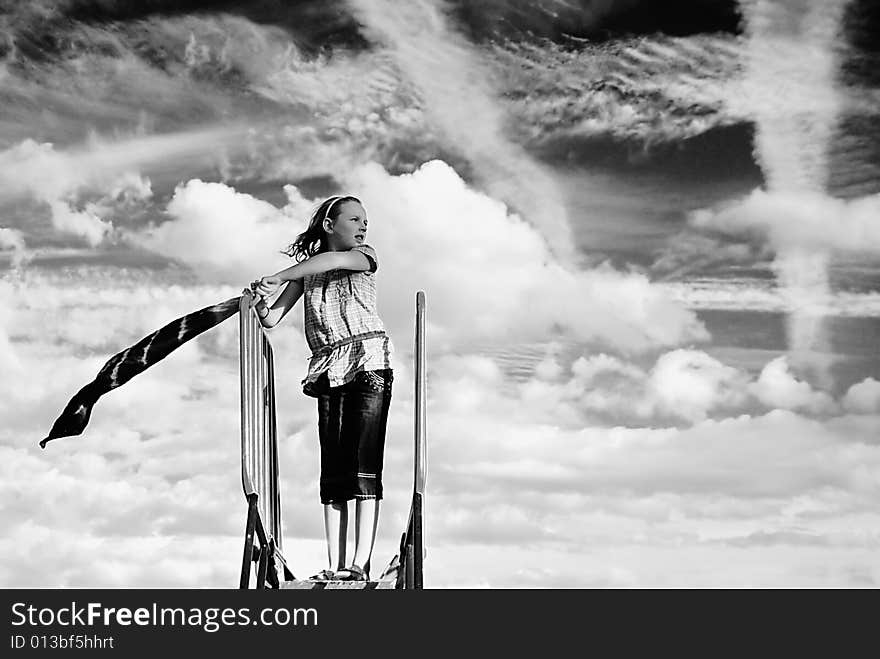 Young girl having fun in a park