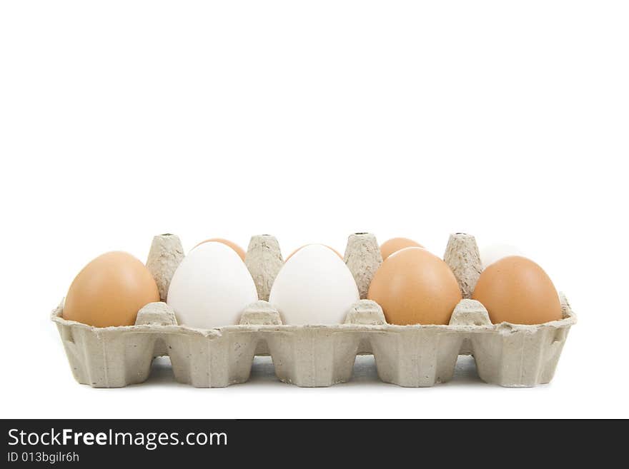 Fresh eggs isolated on white