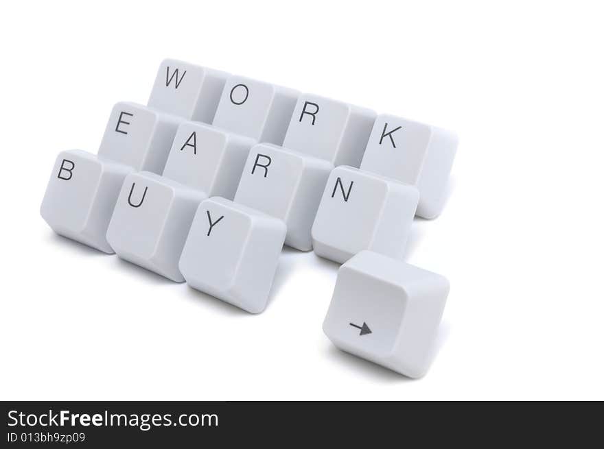 Keyboard buttons message isolated on white background. Keyboard buttons message isolated on white background