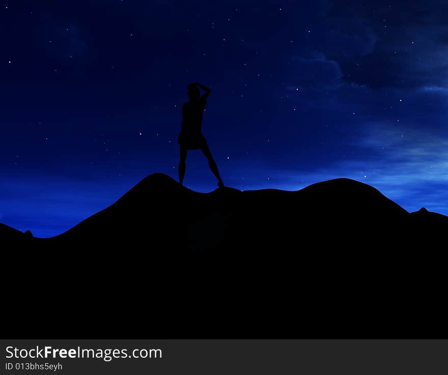 Silhouette Of A Women Standing On Hill 8