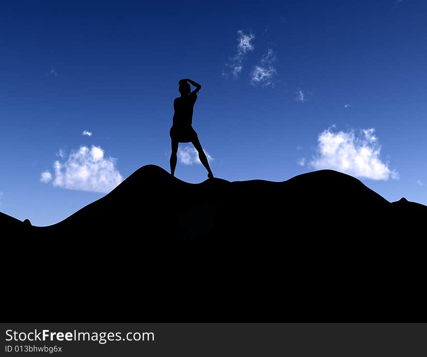 Silhouette Of A Women Standing On Hill 7