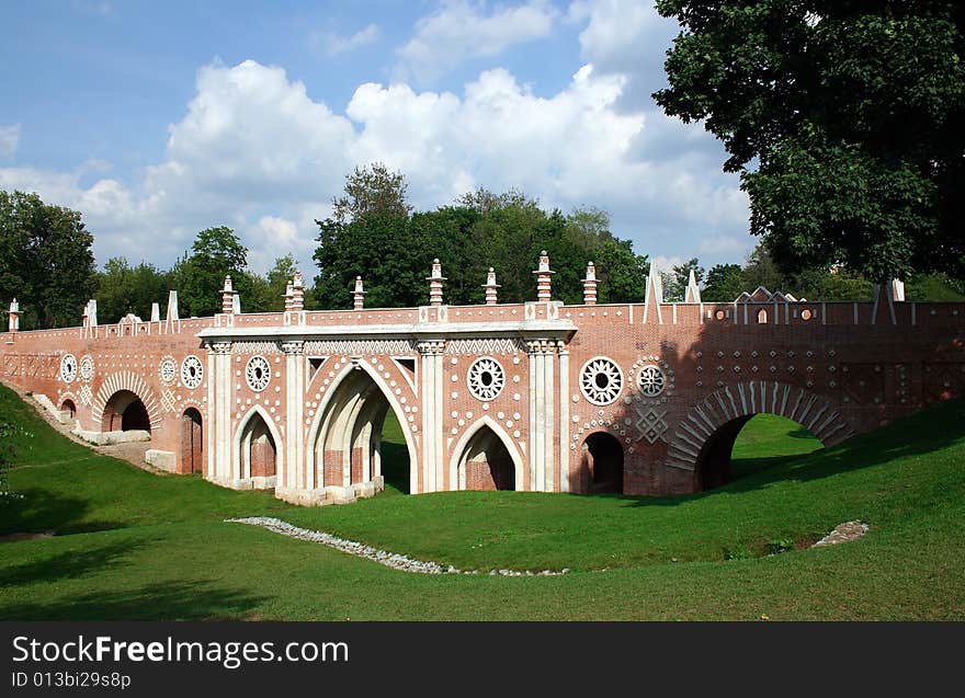 Bridge in Tsaritsino park in Moscow, Russia