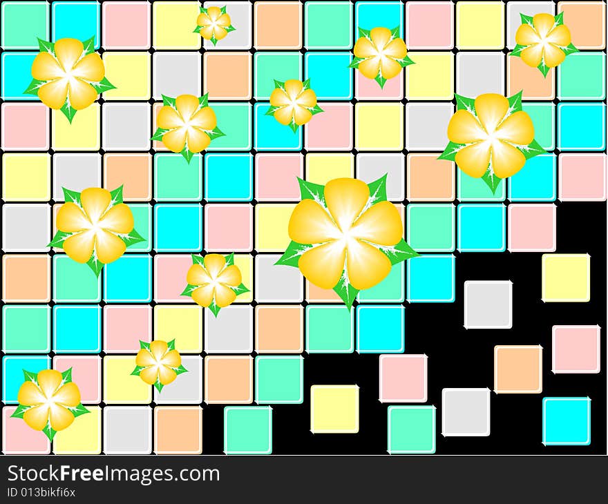 Some flower on the unfinished puzzle, vector illustration. Some flower on the unfinished puzzle, vector illustration