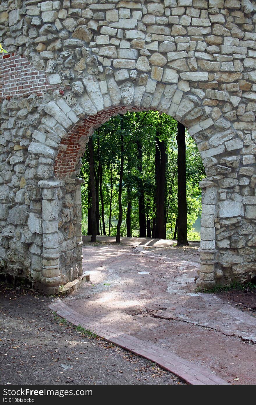 Ruins of the old lock in a museum Tsarina's