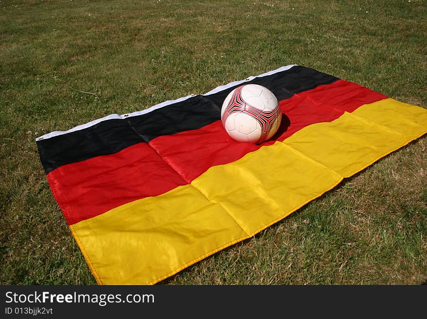 Soccer ball on a german flag. Soccer ball on a german flag