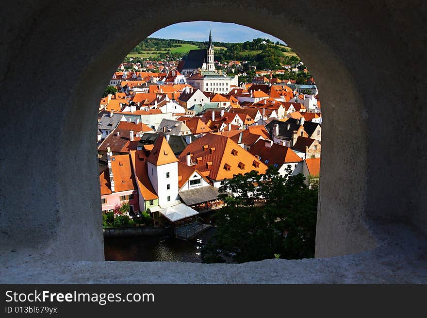 Cesky Krumlov seen from its castle