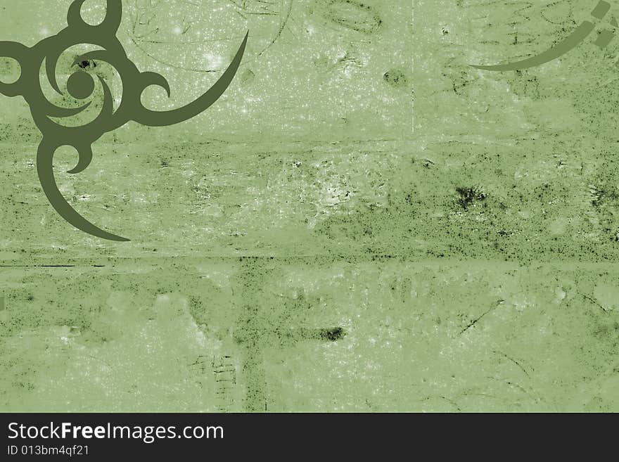 Textured old grungy business card desing on green. Textured old grungy business card desing on green