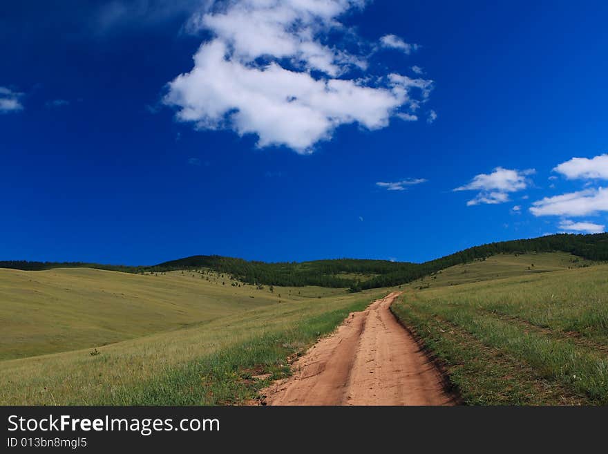 Country road in Steppe