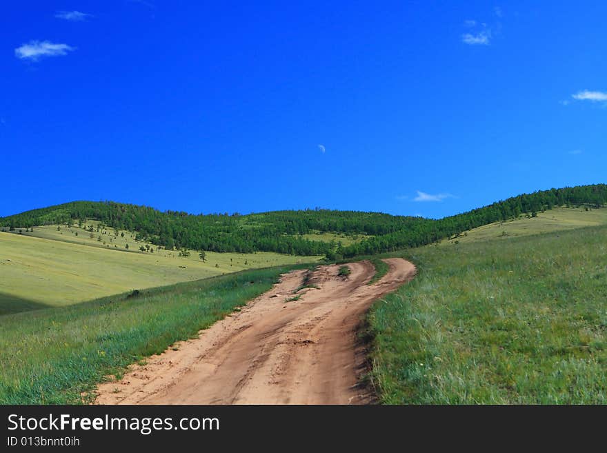 Country road in the Steppe. Country road in the Steppe