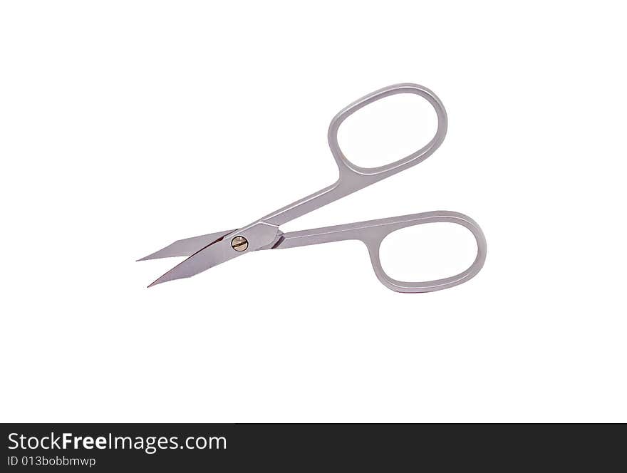 Small steel scissors for personal hygiene, Isolated object.