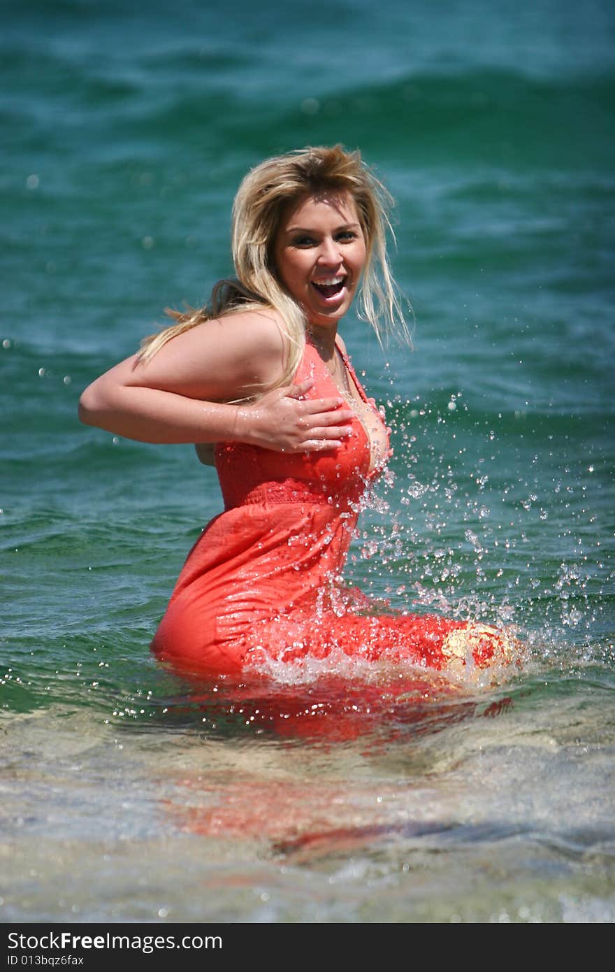 Glamorous blond girl in water. Glamorous blond girl in water