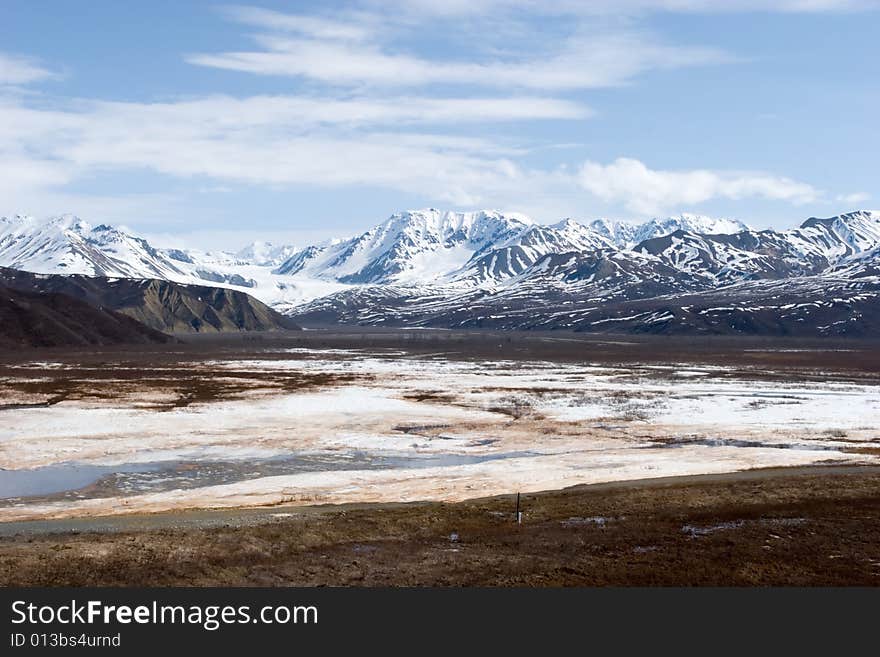 Snow melting on mountains in Alaska. Snow melting on mountains in Alaska