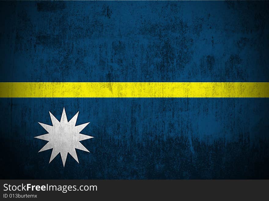 Weathered Flag Of Nauru, fabric textured. Weathered Flag Of Nauru, fabric textured