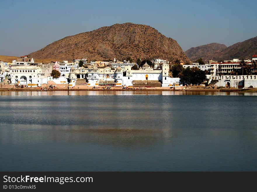 This is the famous pushkar lake. The only place where according to Indian Mythology Brahma the Creator of the universe has his temple