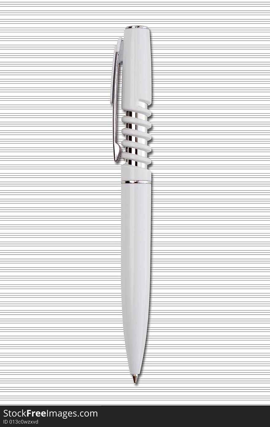 Large white pen with a silver clips