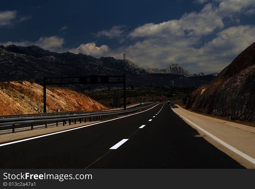 Motorway through Dinaric Alps, Croatia