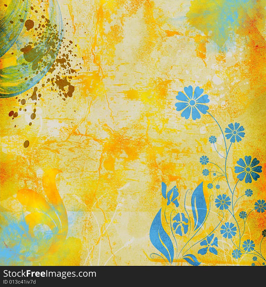 Grunge background with  cracks, dirt, stains,floral. Grunge background with  cracks, dirt, stains,floral