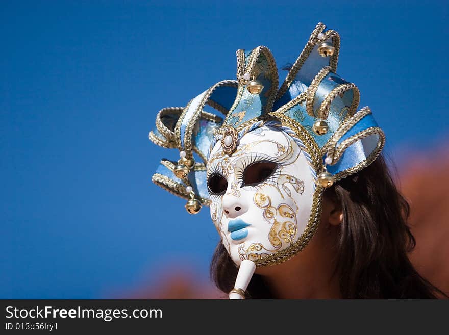 Sexy brunette girl wearing carnival mask. Sexy brunette girl wearing carnival mask