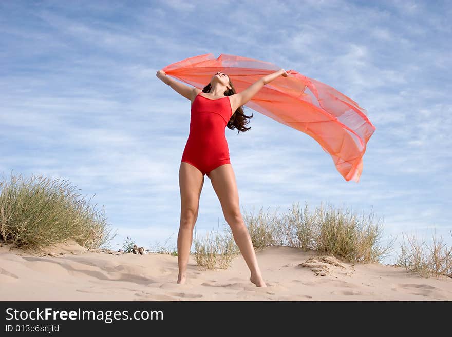 Pretty young girl exercising outdoors. Pretty young girl exercising outdoors