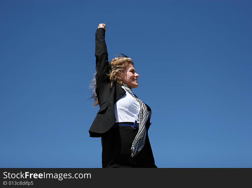 Young businesswoman in fashionable outfit