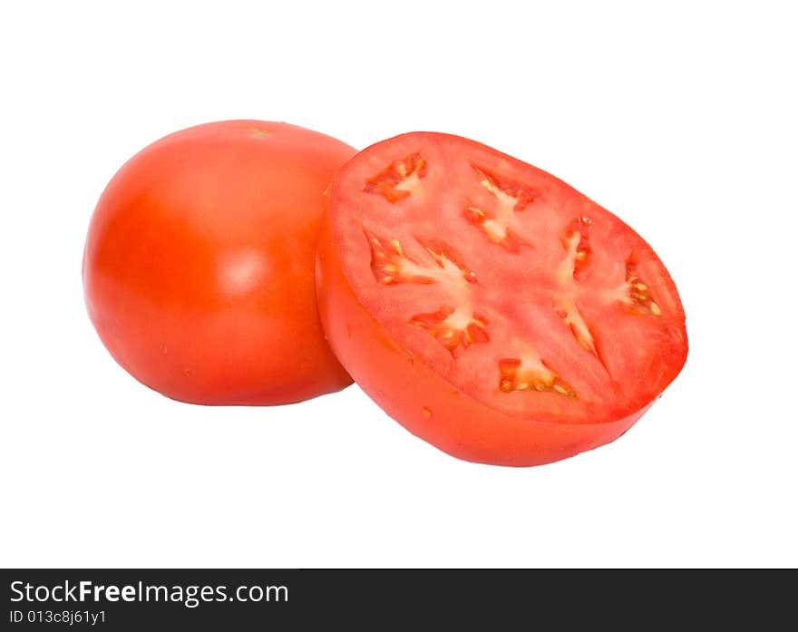 Red tomatoes on isolated white background