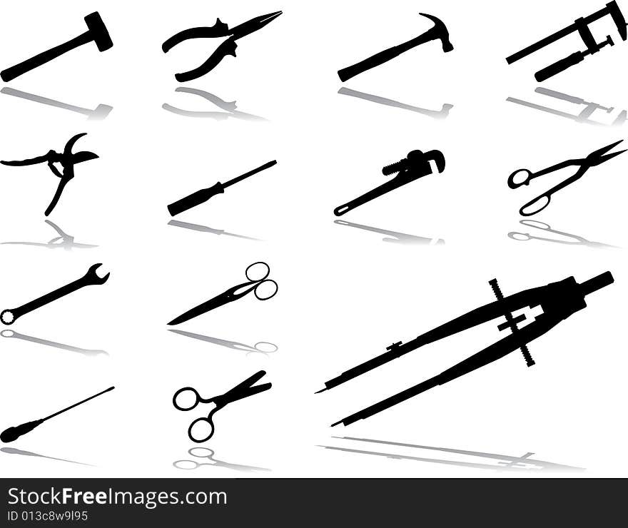 Set icons - 43. Tools. Set of 13 vector icons for web