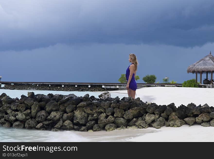 Sexy woman watching indian ocean