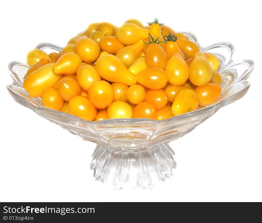 Lot of yellow and red tomatoes