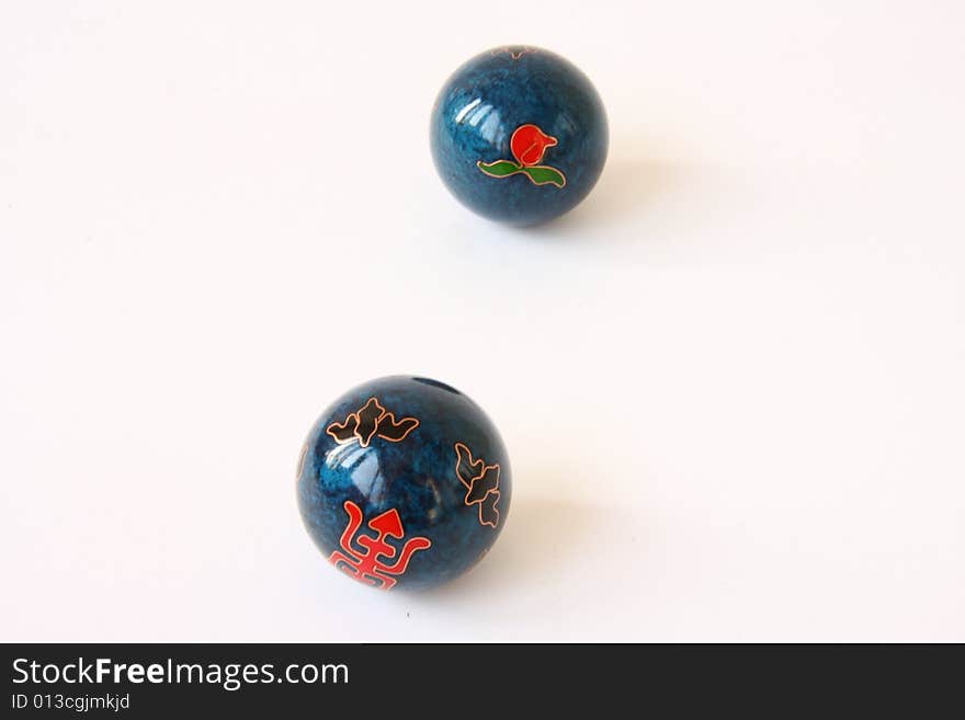 Chinese stress balls on  the white background