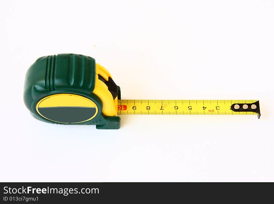 Tape measure meter on the white background