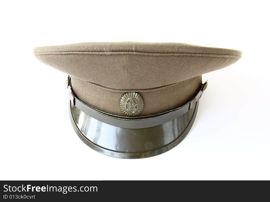 Military cap on the white background