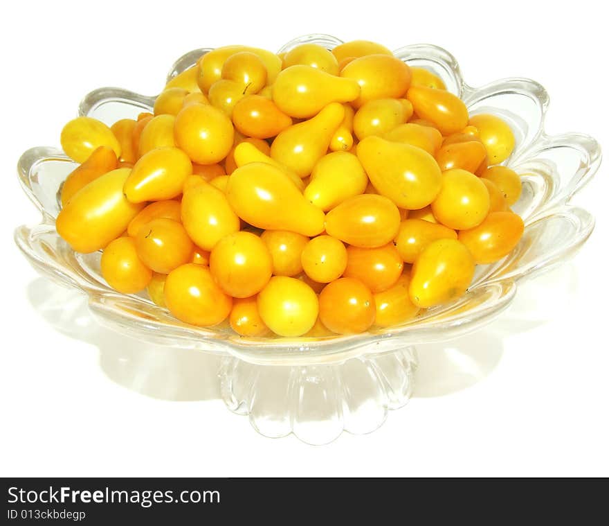 Lot of yellow and red tomatoes