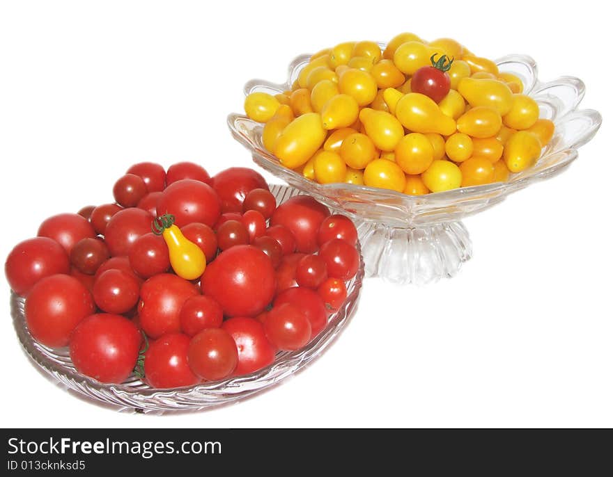 Lot of yellow and red tomatoes