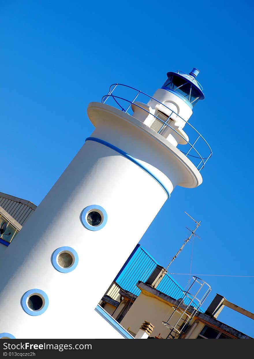 An original shot of a lighthouse in Viareggio