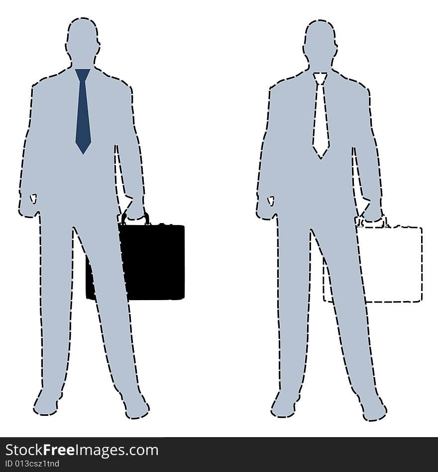 An illustration featuring unique businessmen designed with dotted lines. An illustration featuring unique businessmen designed with dotted lines