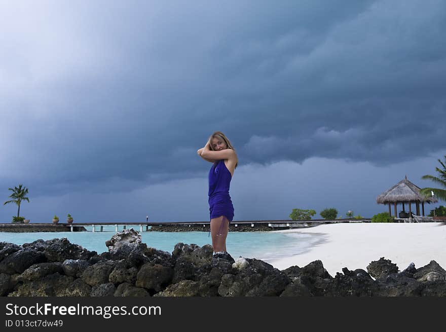 Sexy woman watching indian ocean