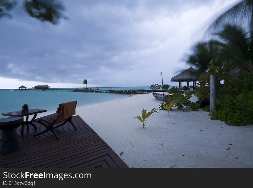 An open air bar in a tropical resort