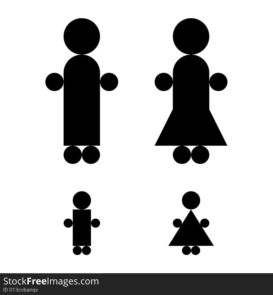 Family illustration consisting of man, woman, boy and girl