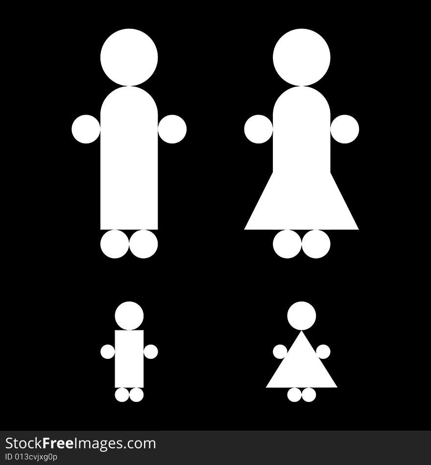 Family illustration consisting of man, woman, boy and girl