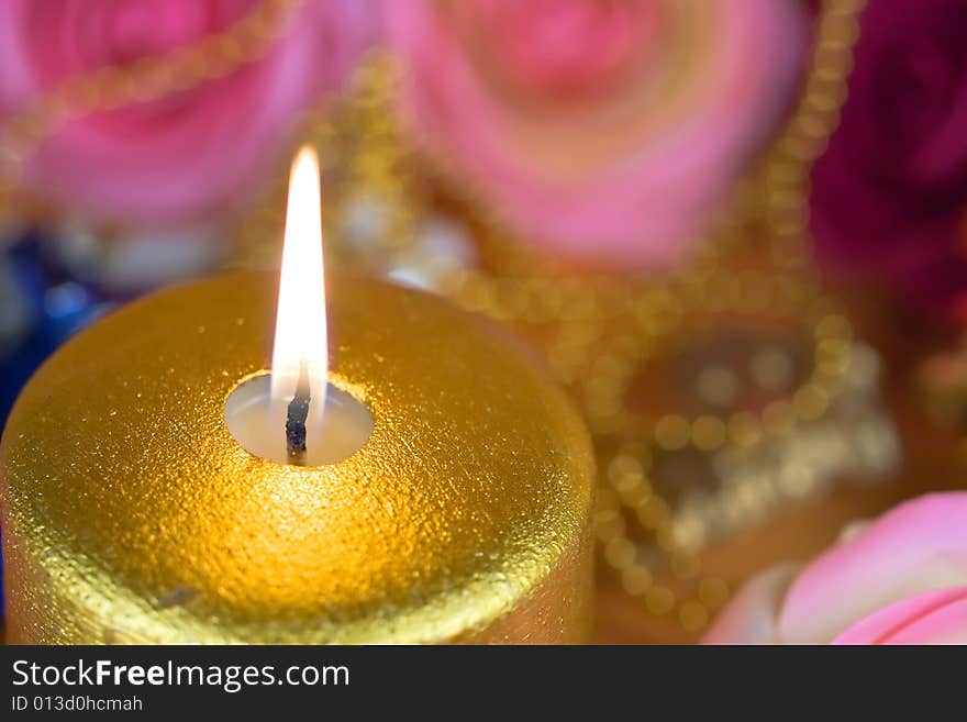 A close view of gold candle. A close view of gold candle