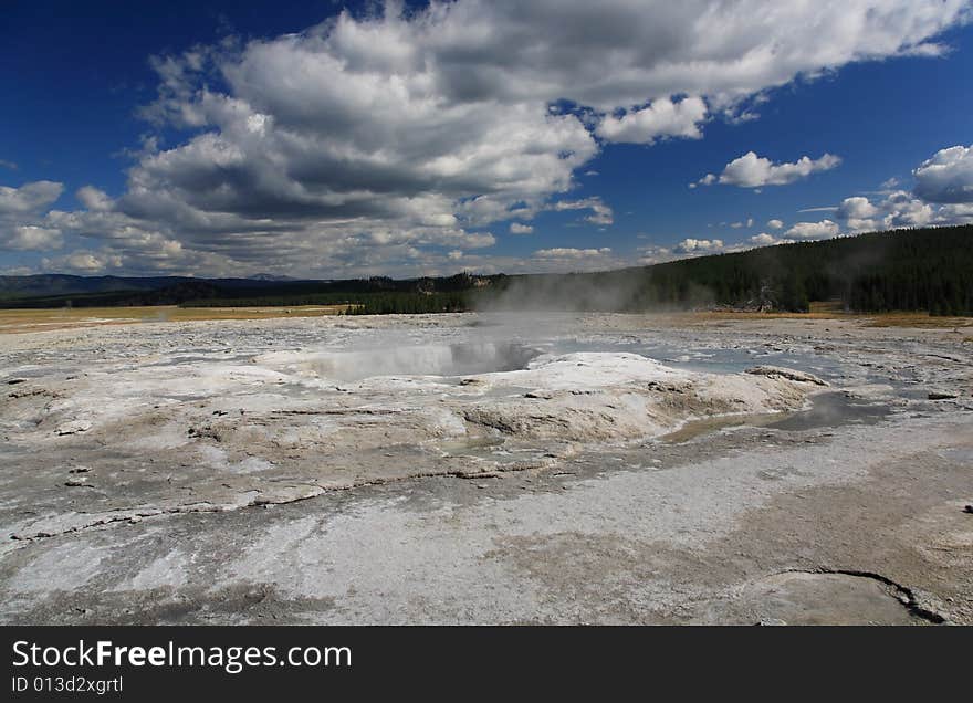 The scenery of Lower Geyser Basin in Yellowstone