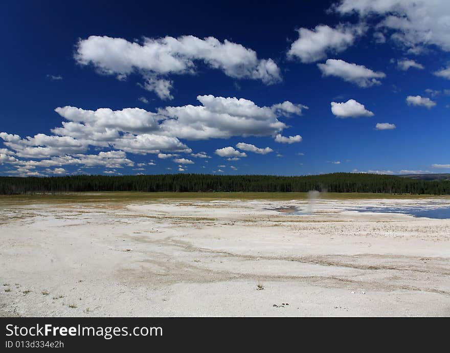 The scenery of Lower Geyser Basin in Yellowstone