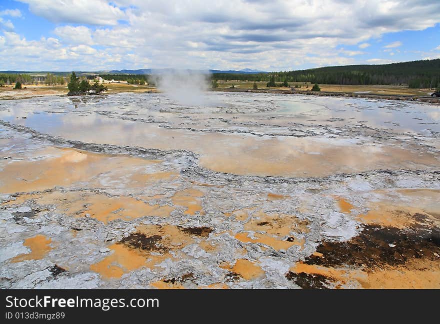 The scenery along the Firehole Lake Drive in Yellowstone National Park