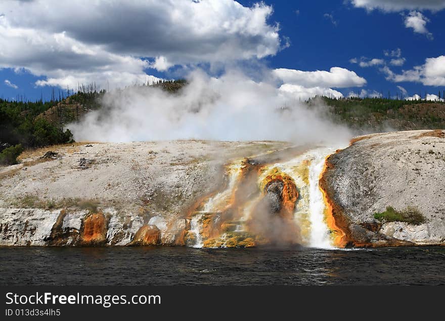 The scenery at Midway Geyser Basin in Yellowstone National Park