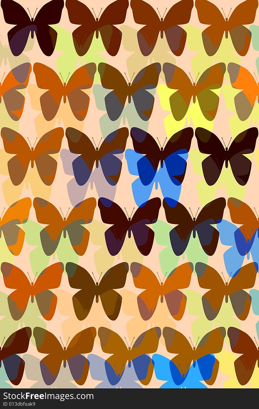 Butterflies and their shadows textured in a pattern. Butterflies and their shadows textured in a pattern